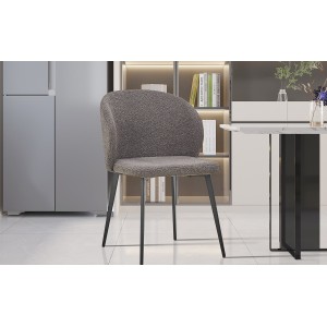 Chaise TOLO Tissu Bouclé Gris, dimension H80 x L51 x P55, idéal pour votre cuisine ou salle à manger