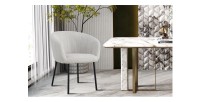 Chaise SEVILLE Tissu beige, dimension H79 x L57 x P62, idéal pour votre cuisine ou salle à manger
