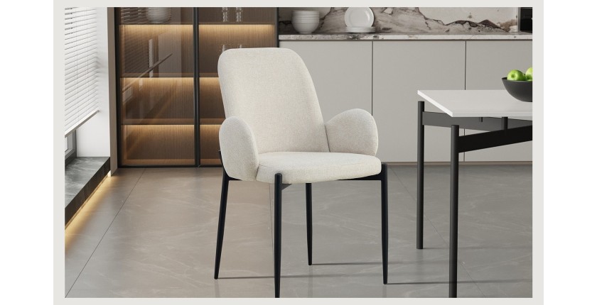 Chaise BALBOA Tissu Bouclé Beige, dimension H88 x L60 x P57, idéal pour votre cuisine ou salle à manger