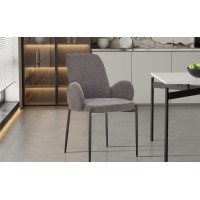 Chaise BALBOA Tissu Bouclé Gris, dimension H88 x L60 x P57, idéal pour votre cuisine ou salle à manger