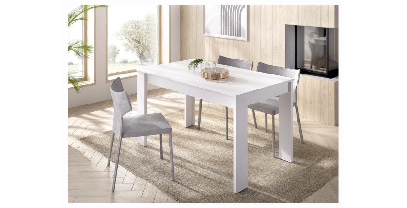 Table salle à manger rectangulaire collection SAMI, coloris blanc, 4 places, 139x81