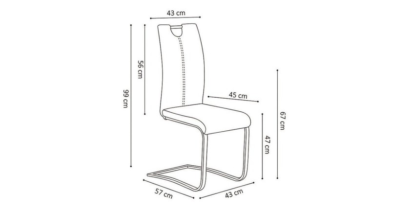 Chaise SOFI PU Noir, dimension H99 x L43 x P57 cm, idéal pour votre cuisine ou salle à manger