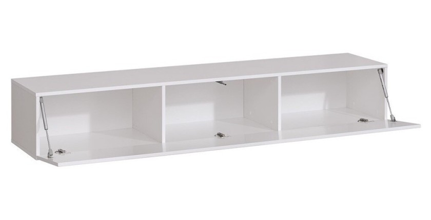 Ensemble de meubles design de salon SWITCH V, coloris chêne et blanc finitions chêne fraisé et blanc brillant.