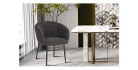 Chaise SEVILLE Tissu bouclé Gris, dimension H79 x L57 x P62, idéal pour votre cuisine ou salle à manger