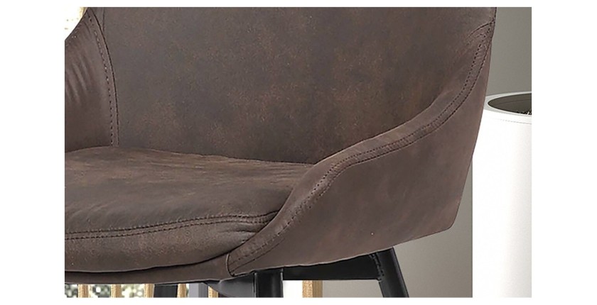 Chaise MICRA PU Micro fibre Brun, dimensions: H86 x L49 x P61 cm, idéal pour un salon de prestige
