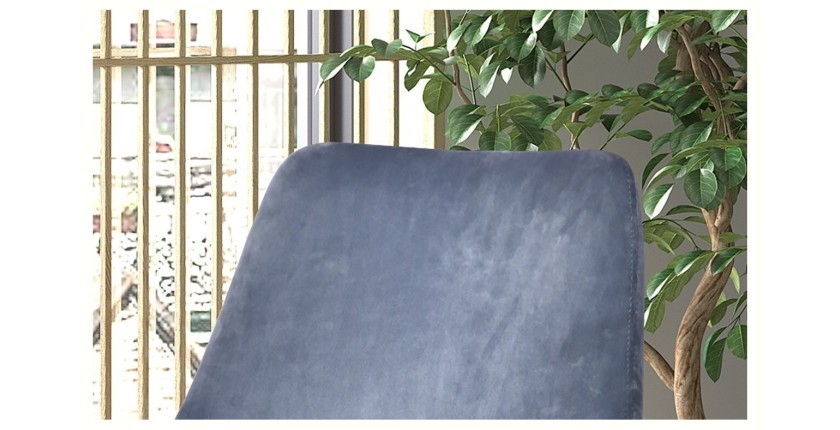 Chaise MICRA Velours Bleu, dimensions: H86 x L49 x P61 cm, idéal pour un salon de prestige