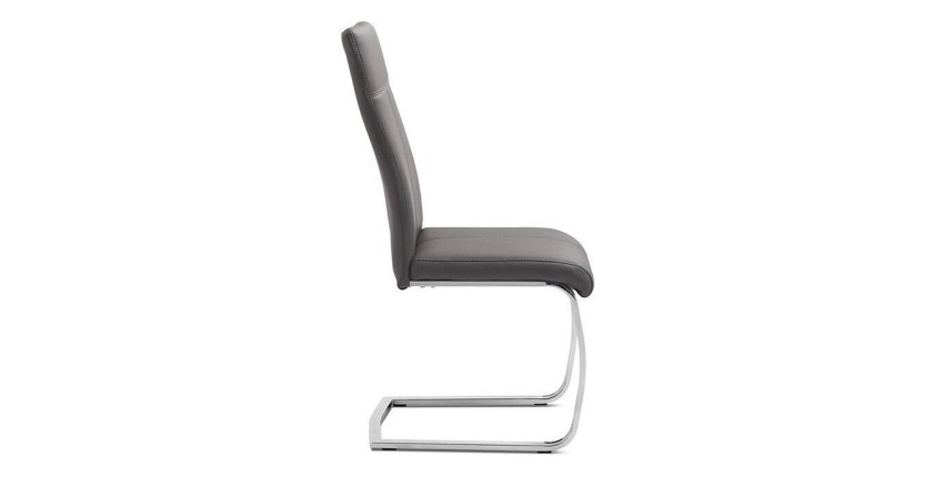 Chaise ALI PU Gris, dimensions: H101 x L42 x P61 cm, idéal pour une salle a manger unique