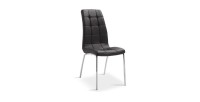 Chaise MERIL PU Noir, dimensions: H96 x L42 x P55 cm, idéal pour une salle a mangé tape a l'œil