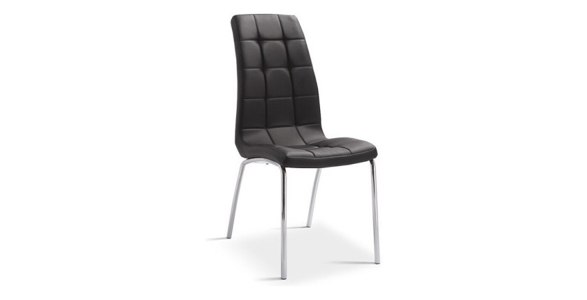 Chaise MERIL PU Noir, dimensions: H96 x L42 x P55 cm, idéal pour une salle a mangé tape a l'œil