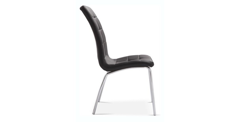 Chaise MERIL PU Noir, dimensions: H96 x L42 x P55 cm, idéal pour une salle a mangé tape a l'œil