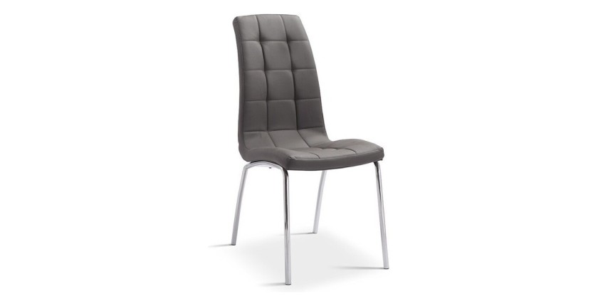 Chaise MERIL PU Gris, dimensions: H96 x L42 x P55 cm, idéal pour une salle à manger tape-à-l'œil