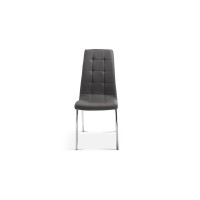 Chaise MERIL PU Gris, dimensions: H96 x L42 x P55 cm, idéal pour une salle à manger tape-à-l'œil