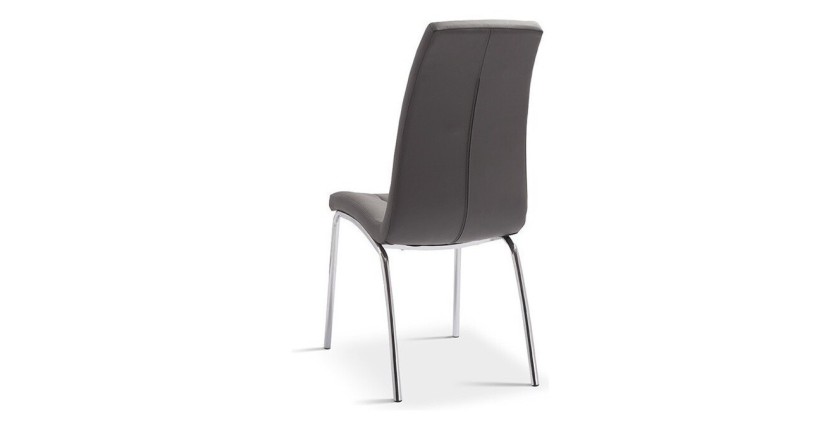 Chaise MERIL PU Gris, dimensions: H96 x L42 x P55 cm, idéal pour une salle à manger tape-à-l'œil