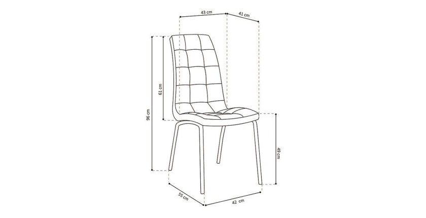 Chaise MERIL PU Gris, dimensions: H96 x L42 x P55 cm, idéal pour une salle à manger tape-à-l'œil