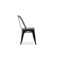 Chaise VIVI Noir et orme foncé, dimensions: H84 x L44 x P51 cm, idéal pour une salle à manger rustique