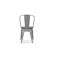 Chaise VIVI Gris clair et orme foncé, dimensions: H84 x L44 x P51 cm, idéal pour une salle à manger rustique