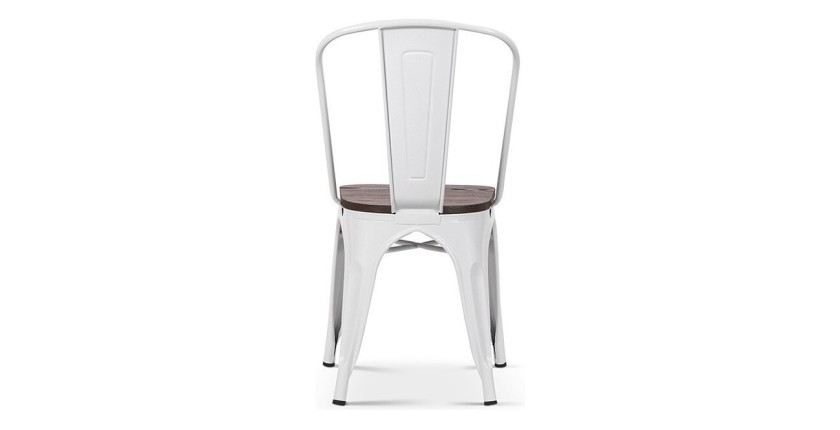 Chaise VIVI Blanc et orme foncé, dimensions: H84 x L44 x P51 cm, idéal pour une salle à manger rustique