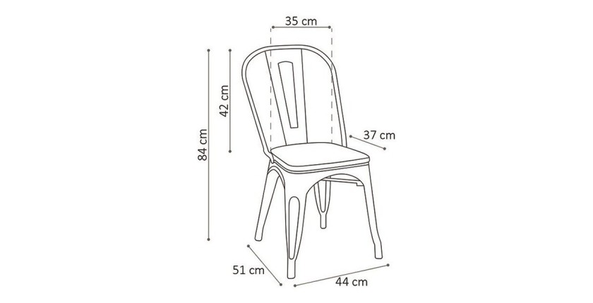 Chaise VIVI Blanc et orme foncé, dimensions: H84 x L44 x P51 cm, idéal pour une salle à manger rustique