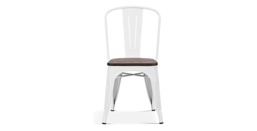 Chaise VIVI Blanc et orme foncé, dimensions: H84 x L44 x P51 cm, idéal pour une salle à manger rustique