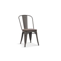 Chaise VIVI Métal et orme foncé, dimensions: H84 x L44 x P51 cm, idéal pour une salle à manger rustique