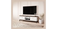 Meuble TV XL 196 cm collection PALACE. Couleur blanc et chêne