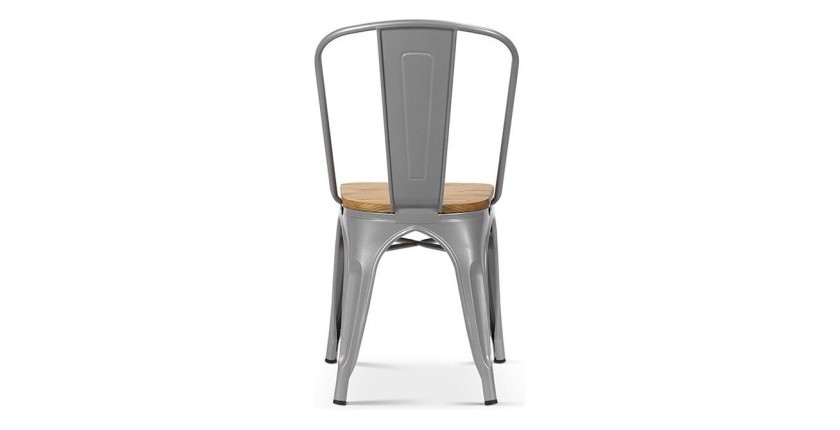 Chaise 'VIVI' Gris clair et orme clair, dimensions: H84 x L44 x P51 cm, idéal pour une salle à manger rustique