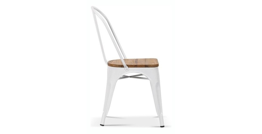 Chaise VIVI Blanc et orme clair, dimensions: H84 x L44 x P51 cm, idéal pour une salle à manger rustique