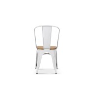 Chaise VIVI Blanc et orme clair, dimensions: H84 x L44 x P51 cm, idéal pour une salle à manger rustique