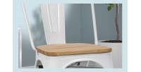 Chaise VIVI Blanc et orme clair, dimensions: H84 x L44 x P51 cm, idéal pour une salle à manger rustique