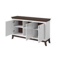 Buffet design 160cm pour salon couleur blanc et chêne foncé, collection PALACE.