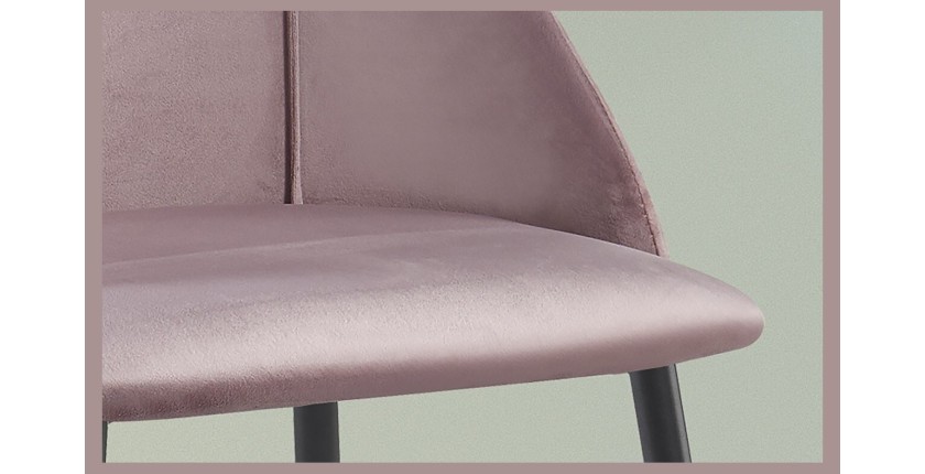 Chaise MARIA Velours Rose, dimensions: H84 x L47 x P54 cm, idéal pour une salle a manger design et moderne