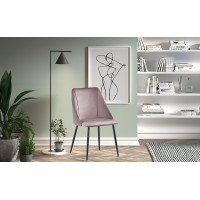 Chaise MARIA Velours Rose, dimensions: H84 x L47 x P54 cm, idéal pour une salle a manger design et moderne