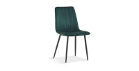 Chaise BRUCE Velours Vert, dimensions: H86 x L45 x P55 cm, idéal pour une salle à manger design et moderne