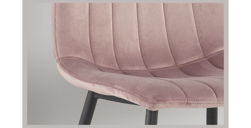 Chaise BRUCE Velours Rose, dimensions: H86 x L45 x P55 cm, idéal pour une salle à manger design et moderne