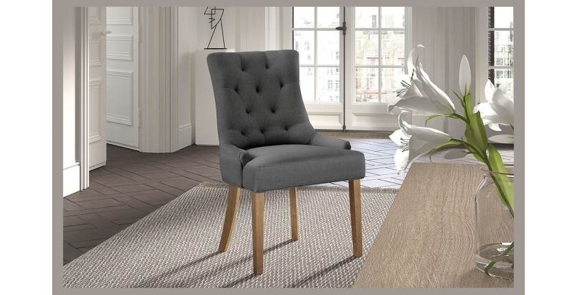 Chaise ROYA Tissu Anthracite, dimension H93 x L56 x P60, idéal pour votre cuisine ou salle à manger