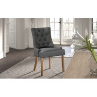 Chaise ROYA Tissu Anthracite, dimension H93 x L56 x P60, idéal pour votre cuisine ou salle à manger