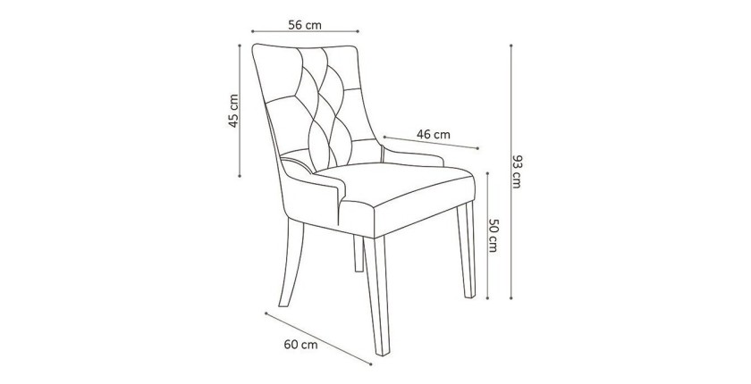 Chaise ROYA Tissu Sable, dimension H93 x L56 x P60, idéal pour votre cuisine ou salle à manger