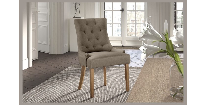 Chaise ROYA Tissu Taupe, dimension H93 x L56 x P60 cm, idéal pour votre cuisine ou salle à manger