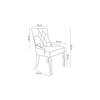 Chaise ROYA Velours Gris, pieds foncés en bois, dimension H93 x L57 x P60 cm, idéal pour votre cuisine ou salle à manger