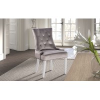 Chaise ROYA Velours Beige, pieds blancs, dimension H93 x L57 x P60 cm, idéal pour votre cuisine ou salle à manger