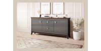 Buffet chic 180cm pour salon coloris gris et chêne foncé collection PALACE.