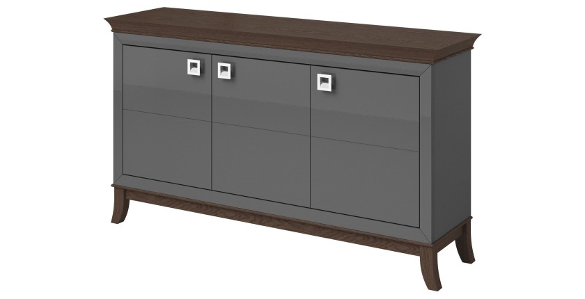 Buffet design 160cm pour salon couleur gris et chêne foncé, collection PALACE.