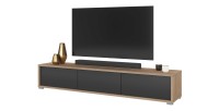 Meuble TV 180cm collection MAANUM. Couleur chêne clair et gris.