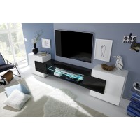 Meuble TV XL 260cm collection INCANTO. Coloris blanc et noir laqué.