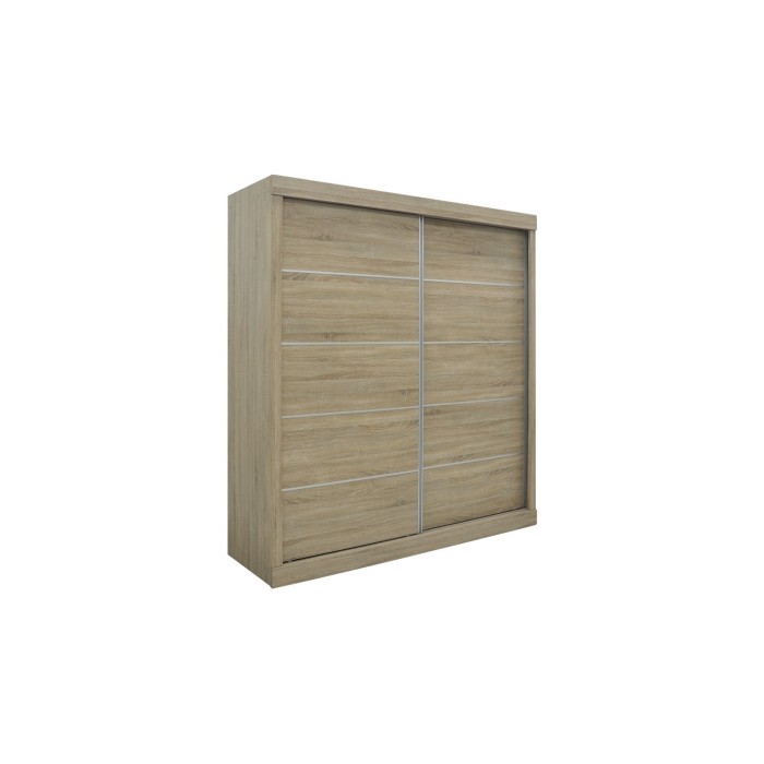 Garde Robe MILS, armoire 2 portes coulissantes chêne sonoma, idéal pour une chambre design