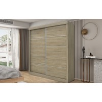 Garde Robe MILS, armoire 2 portes coulissantes chêne sonoma, idéal pour une chambre design