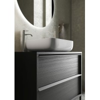 Meuble de salle de bain avec évier et 2 tiroirs, collection FRASSI. Coloris noir cendré