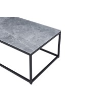 Table basse TRAMPSTA en verre effet gris pierre, idéal pour un salon unique