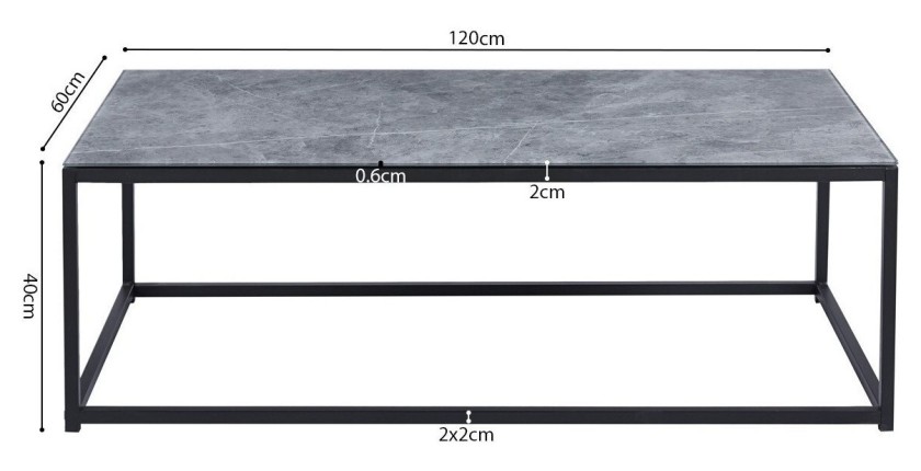 Table basse TRAMPSTA en verre effet gris pierre, idéal pour un salon unique