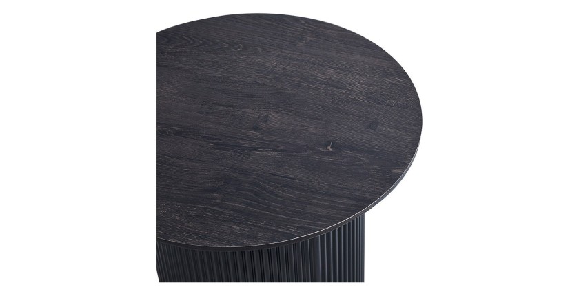 Table basse collection VAGOS effet bois brun foncé diamètre 50 cm